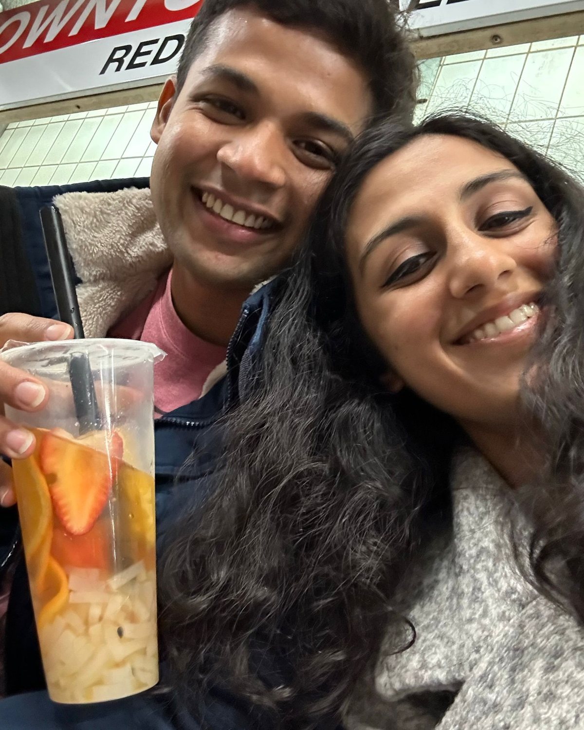 Sharing a drink downtown