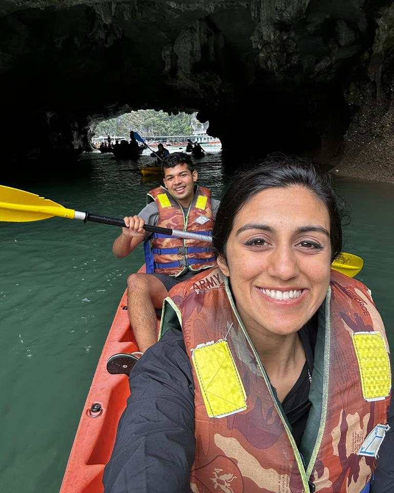 Kayaking through the caves